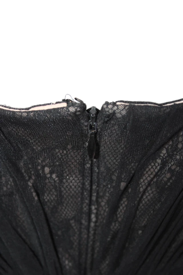 Женское вечернее платье Aidan Mattox с кружевным принтом с милым вырезом черное бежевое размер 14 - Изображение 4 из 4