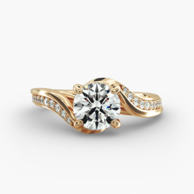 18 Karat Gelbgold Diamant Verlobungsring 1,30 kt Rundschliff gIGI Lab Grown E...