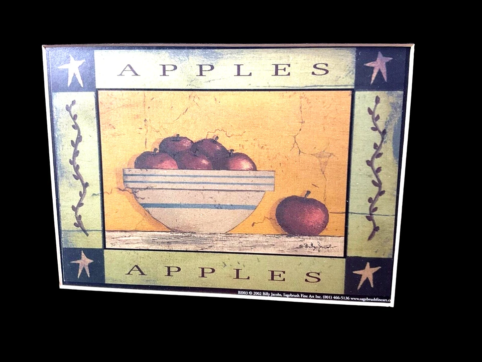 Tazones primitivos vintage con estampado de peras y manzanas Billy Jacobs 2002 fruta 19" Foto 2 de 4