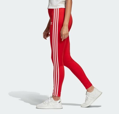 ADIDAS ORIGINALS 3 STRIPES HIGH WAISTED LEGGINGS LUSH RED UK 10 LAST 1 BNWT  | eBay