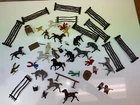 Lot Over 40 pieces Vintage Cowboys Indians Horses Fence Marx Roy Rodgers Lot