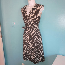 Classiques Entier Womens Size XS Sleeveless Midi Linen Silk Dress Faux Wrap Tie