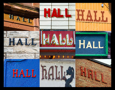 HALL Name Poster featuring photos of actual signs