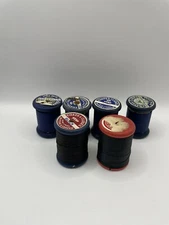 Vintage Coats & Claris’s Button & Carpet Empty Wood Spool Lot Of 6 Navy Red