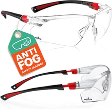 Clear Safety Glasses for Men and Women with Anti-Fog and Scratch Resistant Wrap