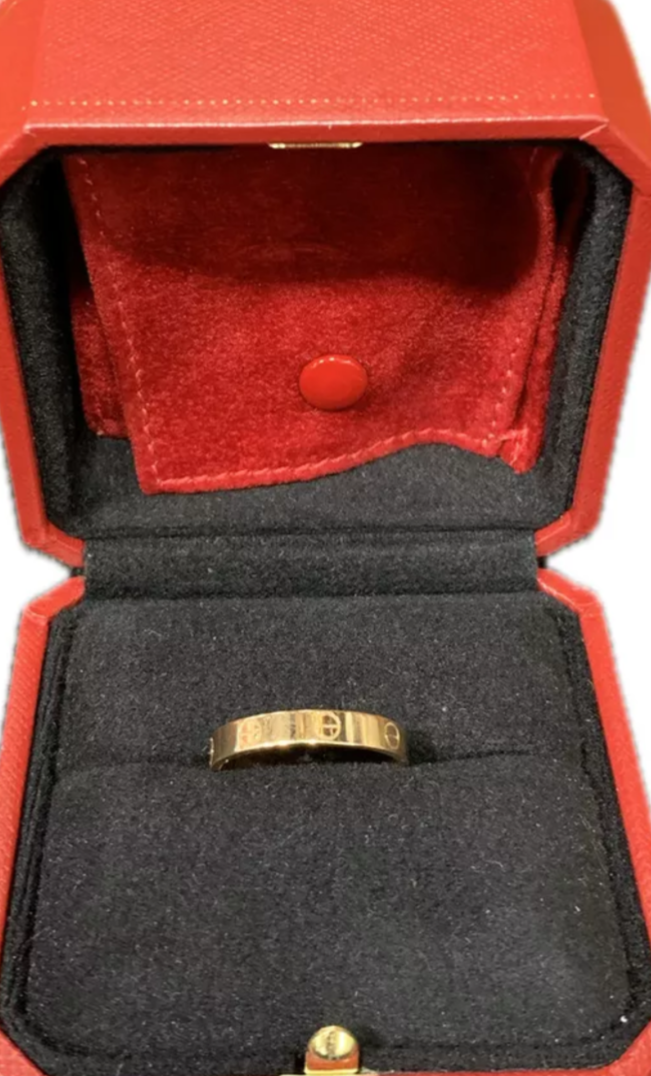 cartier wedding band ring 18k yellow gold size 7.5 55mm-image