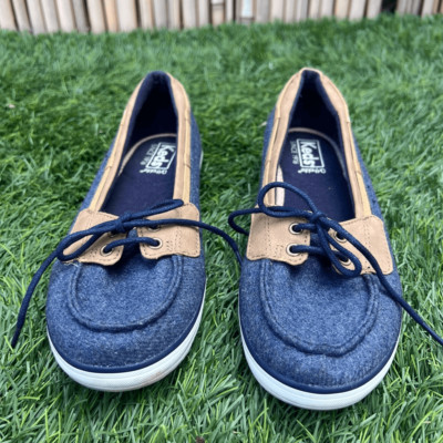Keds Women's Navy Wool Upper Ortholite Glimmer Lace Up Boat Shoes