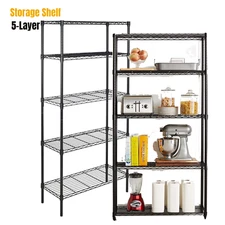 Metal Shelf Rack 5-Tier Heavy Duty Storage Shelving Unit 36''Lx14''Wx70''H Black