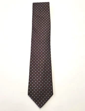 IKE BEHAR New York Men's Neck Tie 100% SILK Brown Blue Polka Dot MADE IN USA