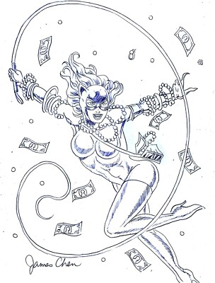 Catwoman 1/1 手描き スケッチカード CATWOMAN ORIGINAL COMIC PENCIL ART 1 ON CARD STOCK BY COMIC ARTIST