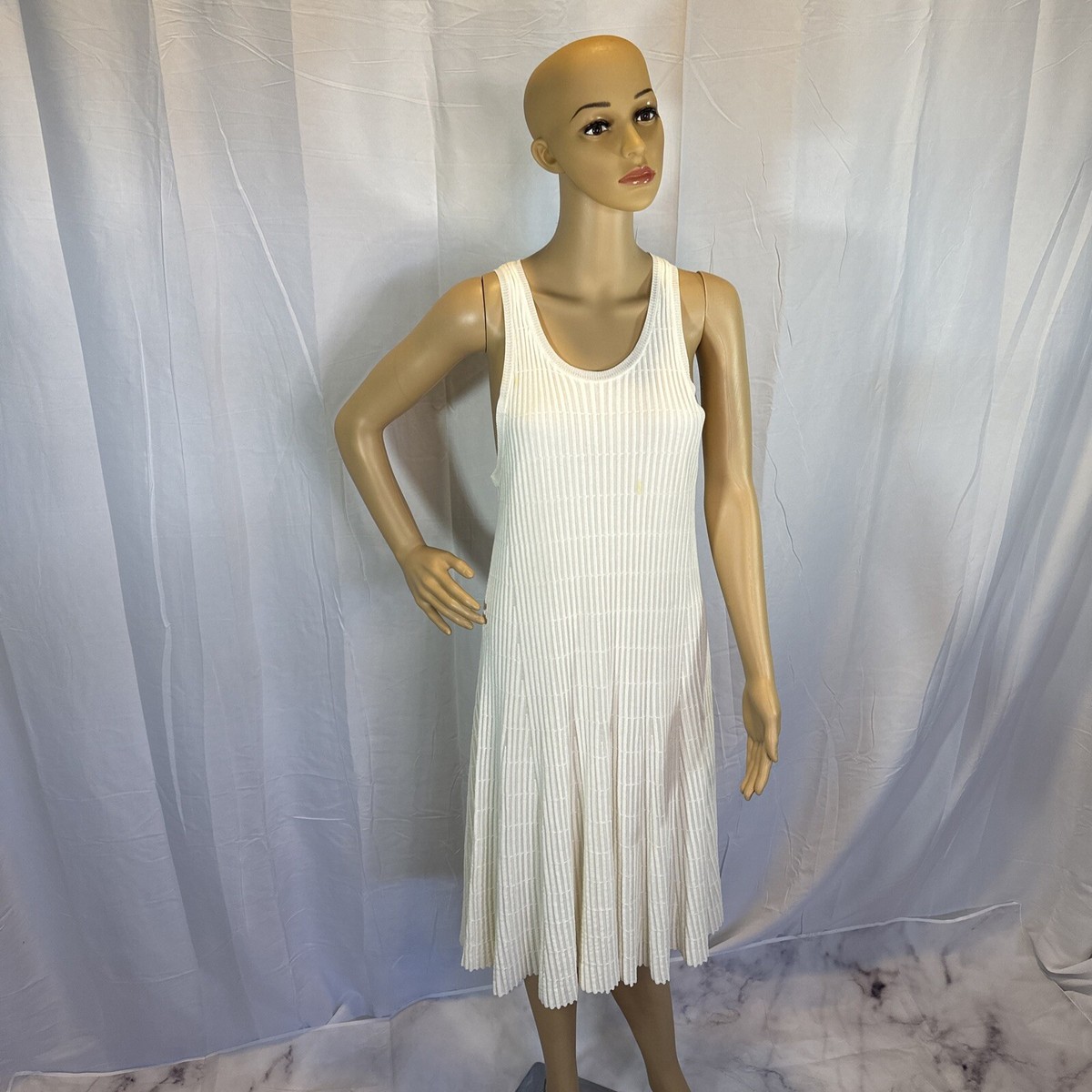 Theory Knit Ivory Dress, Fully Lined, Knee Length, Size Large