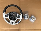 Steering wheel clasp genuine leather Renault Clio 4 IV black + 2 x cover ventilation