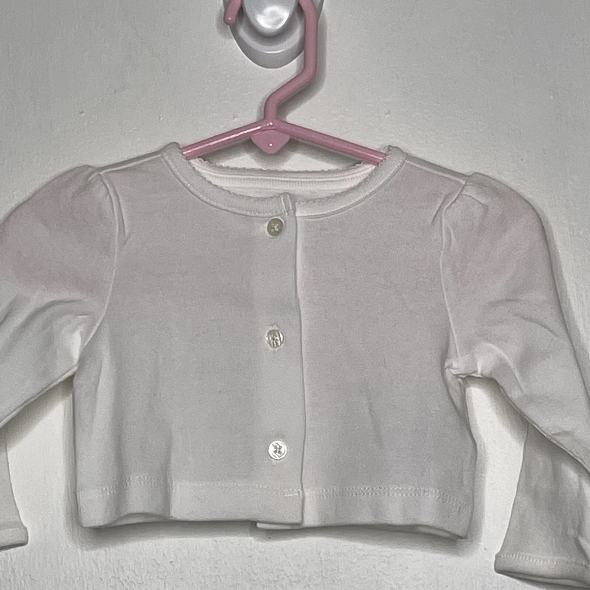 Carters Knit Cardigan Topper Girls Size 6 Months Solid White Button Up Light