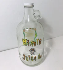 1/2 Gallon Jug Mixes & Juice Bottle W/lid Handle Great Retro Graphics RARE EUC