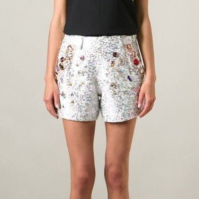 white sequin shorts