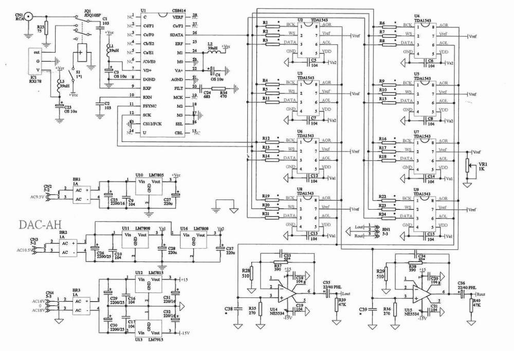 Finished TDA1543 X8 In Parallel Hi-end Audio DAC Coaxial + Fiber Input ...