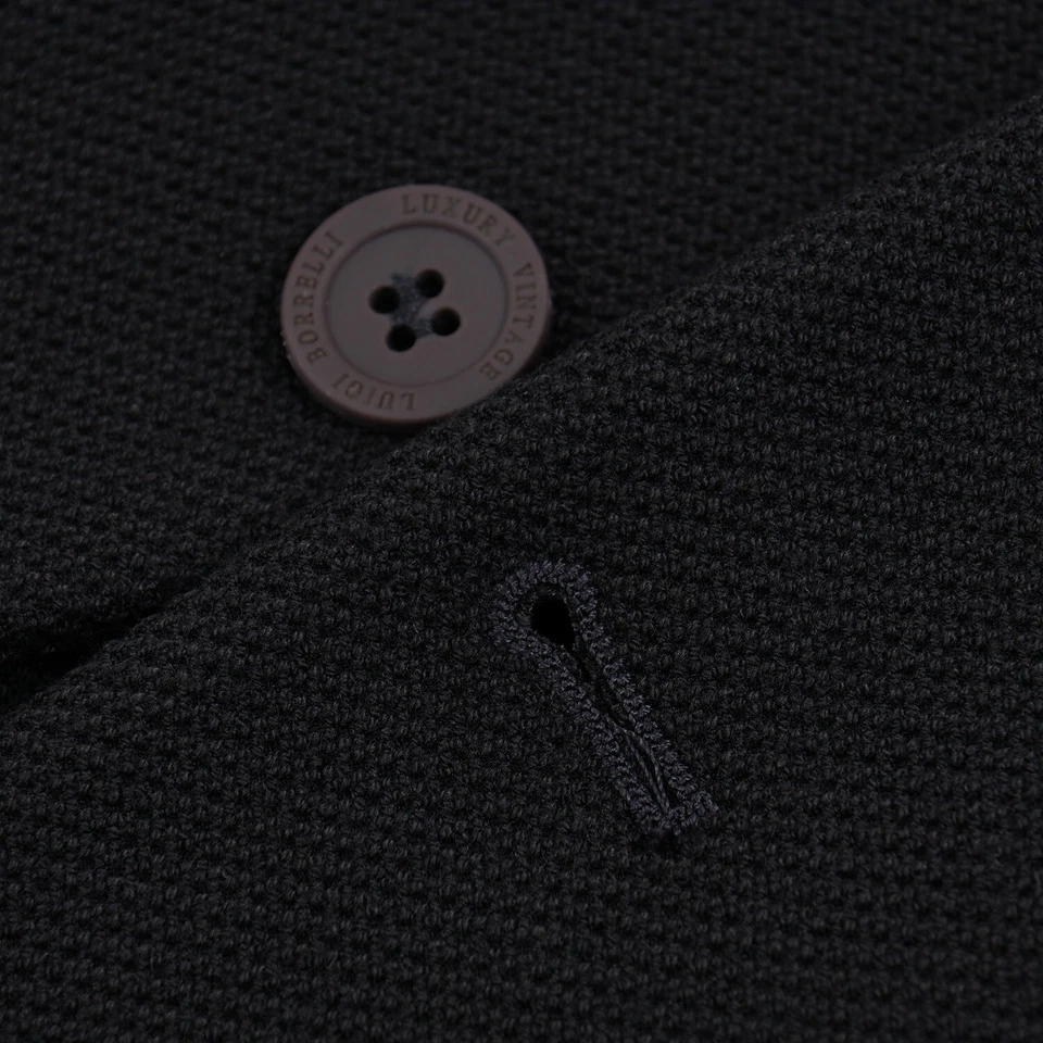 Luigi Borrelli расслабленный крой неструктурированный черный Pique трикотажа спортивное пальто 42R новый с Ярлыками - Изображение 4 из 4