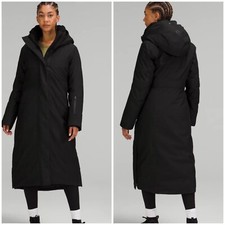 Lululemon Snow Warrior Long Parka Blk Uk Size 16 Goose Brand New Tags [rrp £498]