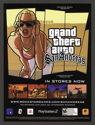 GTA Grand Theft Auto San Andreas PS2 PC Xbox Game Promo Ad Print Poster (B)