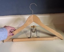 Vintage 17  Wooden Suit Hanger w/attached Pant Skirt Clamp USA