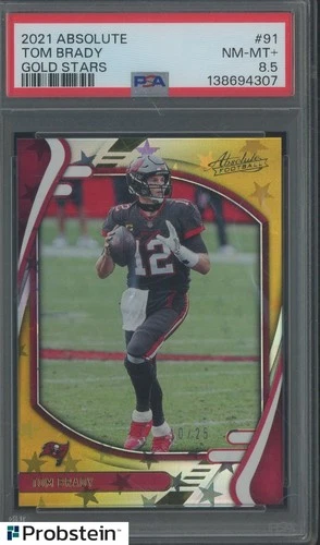 2021 Panini Absolute Gold Stars #91 Tom Brady Buccaneers 10/25 PSA 8.5 NM-MT+