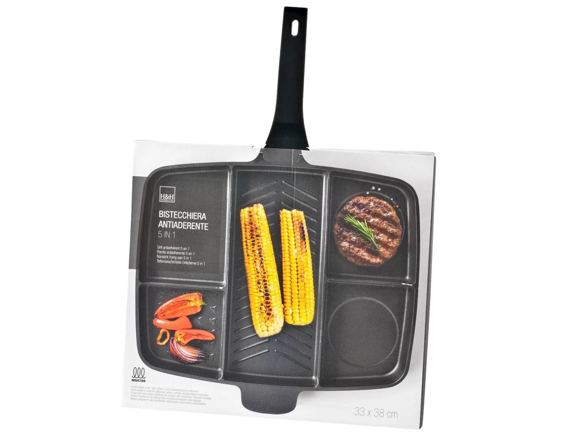 H&h Parrilla Antiadherente 5 Compartimentos Rectangular