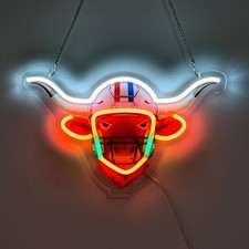 Longhorns Neon Sign Football Helmet Light Up Signs Lighted Western Neon Signs...