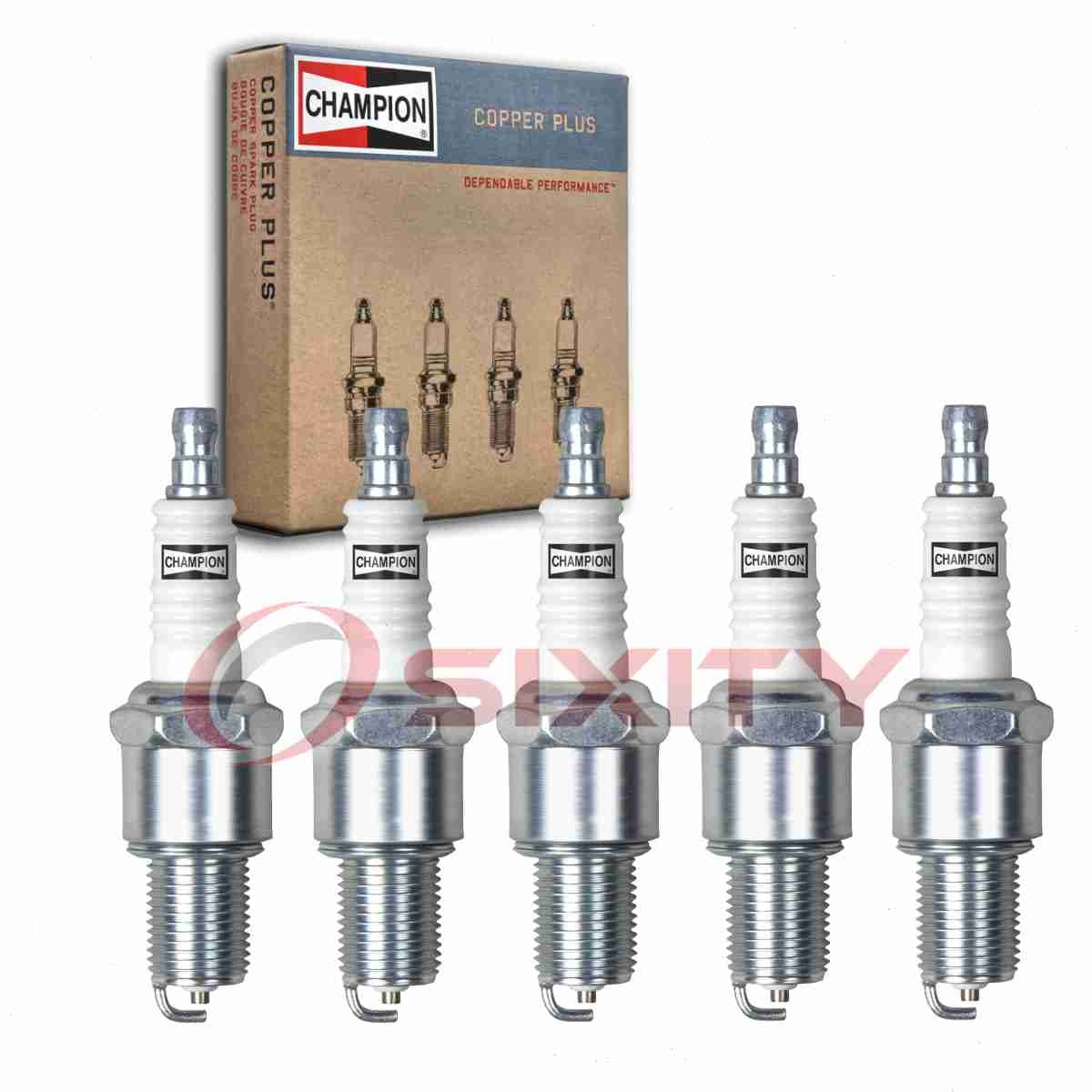 5 pc Champion Copper Plus Spark Plugs for 1978-1988 Audi 5000 2.2L 2.3L L5 hq