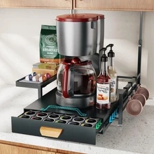 Coffee Pod Drawer - Large Maker Sliding Storage Organizer Rack with Metal Pull