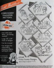 Aunt Martha's 3548 FRISKY SCOTTY DOG DOW Dish Towel Embroidery Transfer Pattern