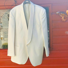 Taylor & Wright White Satin 2-Piece Suit 48R One-Button Chest 48in