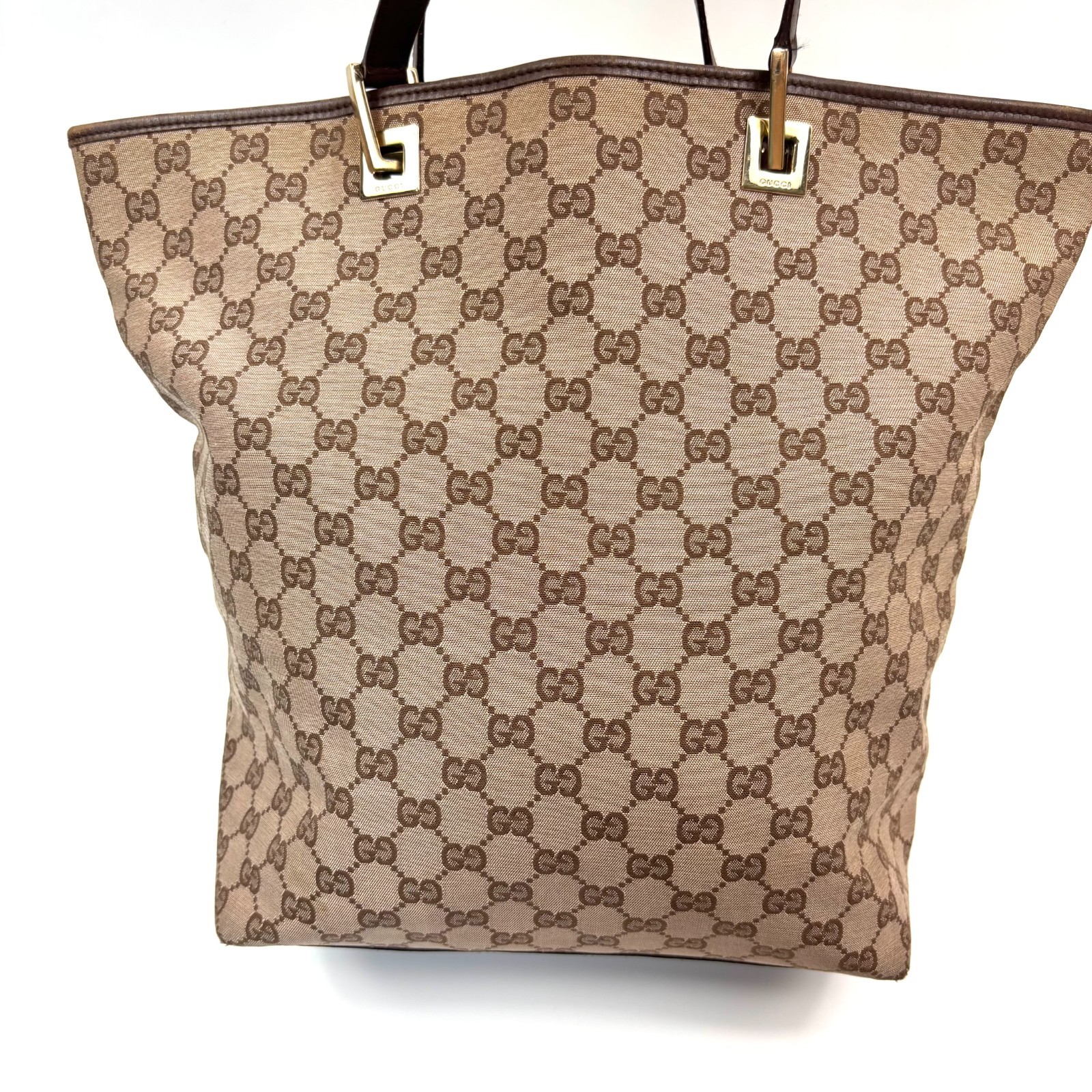 Vintage GUCCI Eclipse Tote Bag GG Canvas Brown Leather 002 1098 Shoulder Purse — image 3