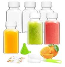 6-6oz Plastic Juice Bottle Reusable Transparent Bulk Beverage Containers White