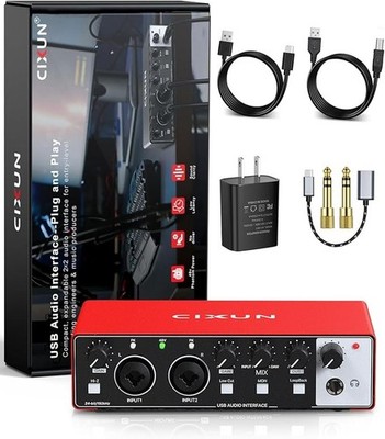 CIXUN USB Audio Interface Plug and Play Studio Sound Card Recording Device Clear
