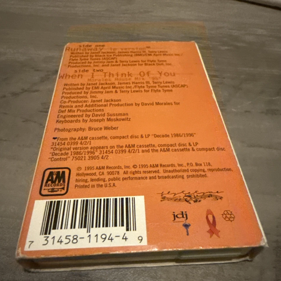 Runaway [Single] by Janet Jackson (Cassette, Aug-1995, A&M (USA)) - Image 3 of 4