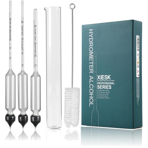 Alkoholmeter Set 0-100 Vol% Hydrometer Spirituosen Messzylinder Beobachter