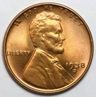 New Listing1938-D 1c Lincoln Wheat Cent Uncirculated - RAW - RED - Excellent Luster