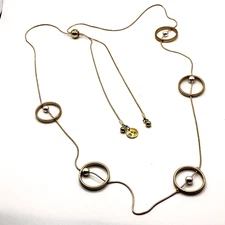 Dansk Smykkekunst necklace gold tone metal 108 cm vintage Danish Denmark