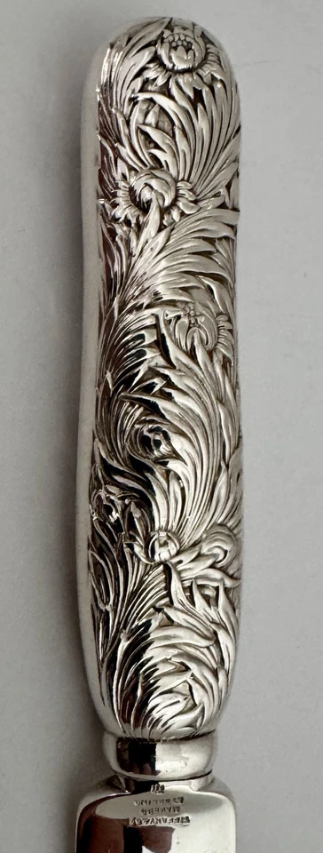 TIFFANY ХРИЗАНТЕМА HHAS ВСЕ СТЕРЛИНГОВОЕ 7 1/2» ДЕСЕРТ ИЛИ ЗАВТРАК НОЖ РЕДКАЯ - Изображение 4 из 4