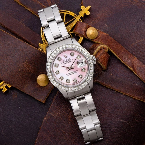 Rolex Datejust 26mm Pink MOP Diamond Dial Oyster Bracelet 6916 - Picture 2 of 6