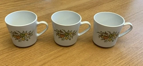 Corning  Spice of Life Coffee / Tea Cups  Lot of 3 Vintage