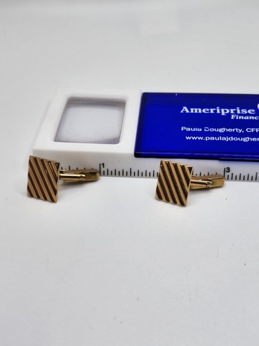 Vintage Gold Tone Metal Geometric Swank Cufflinks - Picture 4 of 5