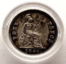 GREAT BRITAIN 4 PENCE 1849 Silver KM#731.1 Nice Details, Low Mintage. ZZ9.5