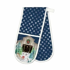 Michel Design Works Cotton Kitchen Double Oven Glove Christmas Snow - NEW