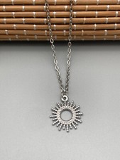 Edelstahl Damen Herren Halskette 50cm (45+5) mit Anhänger Sonne silber oder gold