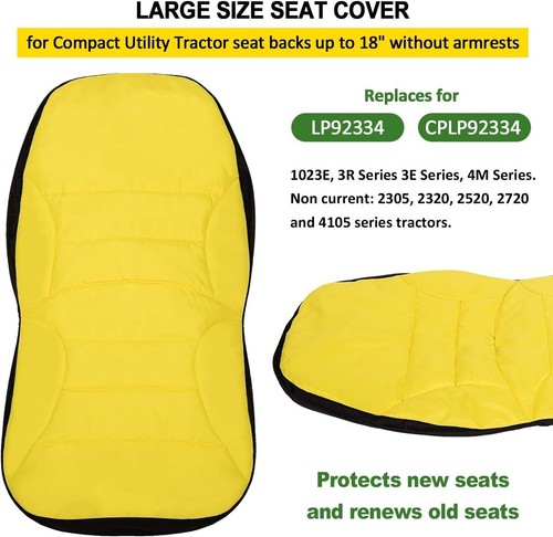 Cubierta de asiento de tractor utilitario compacto grande 18" con licencia LP95233 para John Deere - Imagen 2 de 13