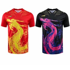 NEW Li-Ning Print China Dragon Men Badminton T-Shirts Tennis clothes Sport Tops