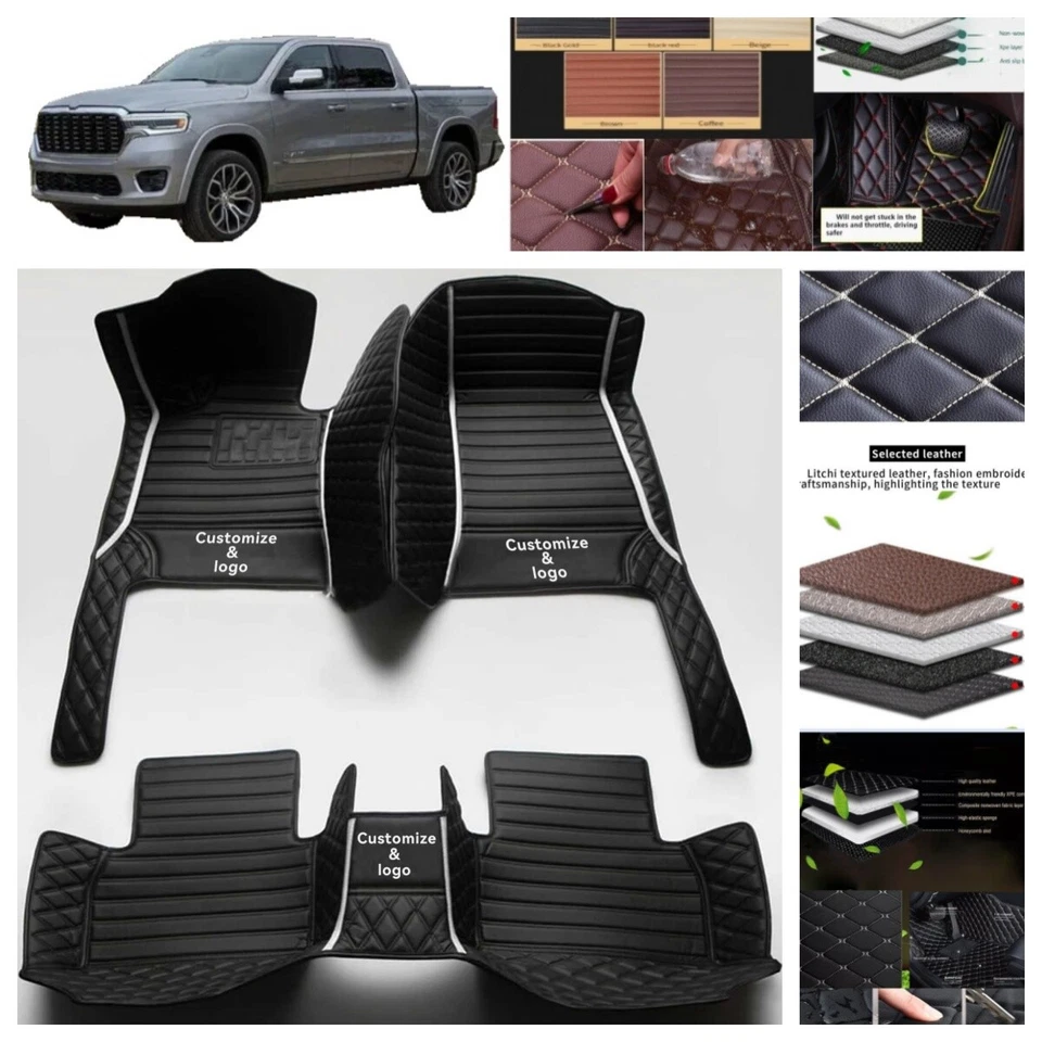 For Dodge Ram1500 Crew Cab Car Floor Mats All Weather Front & Rear Liner Carpets — 第 4/4 张图片