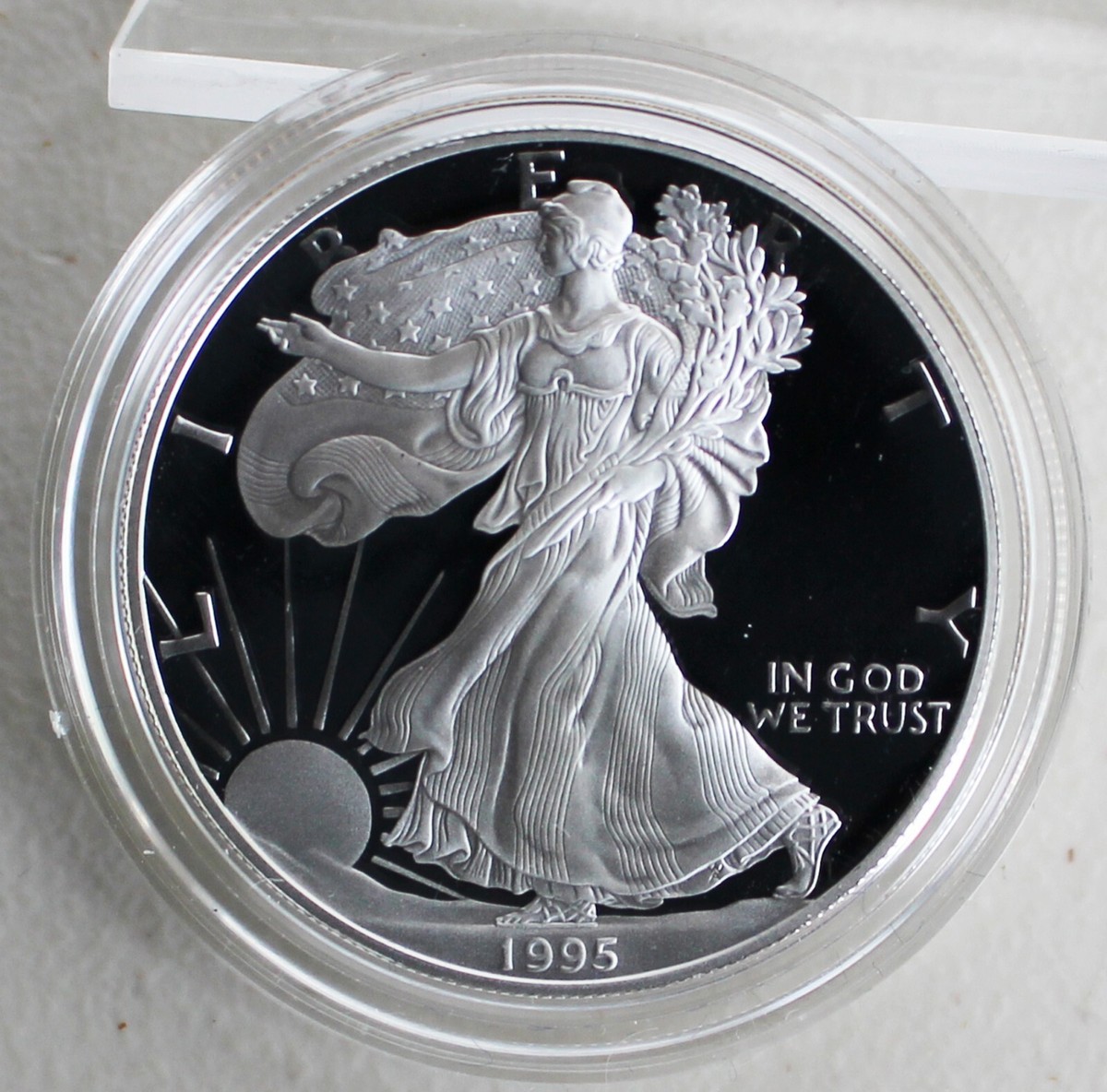1995 P Silver American Eagle One Proof Dollar Coin with Box and