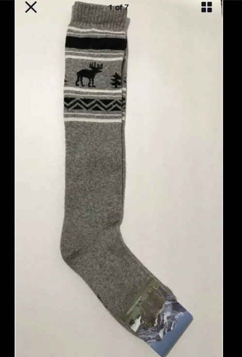Yak Wool Blend Knee High Socks Thermal Grey L 39-40 Mongolia